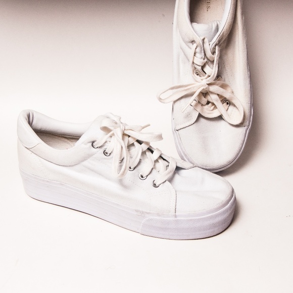 white canvas platform shoes